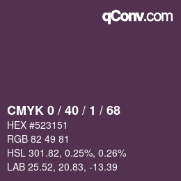 カラーコード: CMYK 0 / 40 / 1 / 68 | qconv.com