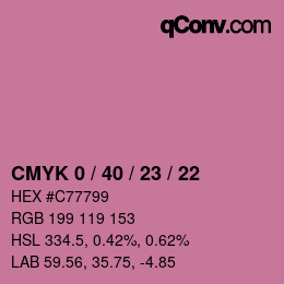 カラーコード: CMYK 0 / 40 / 23 / 22 | qconv.com