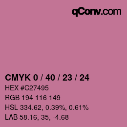 カラーコード: CMYK 0 / 40 / 23 / 24 | qconv.com