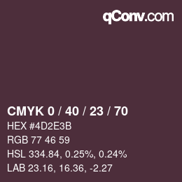 Farbcode: CMYK 0 / 40 / 23 / 70 | qconv.com