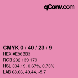 カラーコード: CMYK 0 / 40 / 23 / 9 | qconv.com