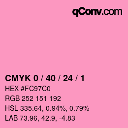カラーコード: CMYK 0 / 40 / 24 / 1 | qconv.com