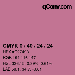 カラーコード: CMYK 0 / 40 / 24 / 24 | qconv.com