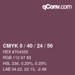 カラーコード: CMYK 0 / 40 / 24 / 56 | qconv.com