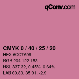 カラーコード: CMYK 0 / 40 / 25 / 20 | qconv.com
