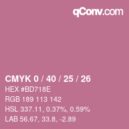 カラーコード: CMYK 0 / 40 / 25 / 26 | qconv.com