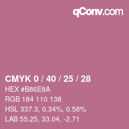 Farbcode: CMYK 0 / 40 / 25 / 28 | qconv.com