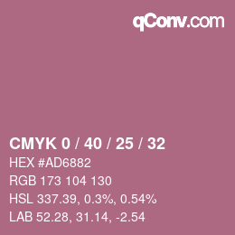 Color code: CMYK 0 / 40 / 25 / 32 | qconv.com
