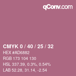 Color code: CMYK 0 / 40 / 25 / 32 | qconv.com