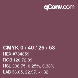カラーコード: CMYK 0 / 40 / 26 / 53 | qconv.com