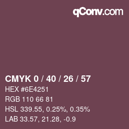 カラーコード: CMYK 0 / 40 / 26 / 57 | qconv.com