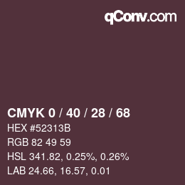 カラーコード: CMYK 0 / 40 / 28 / 68 | qconv.com