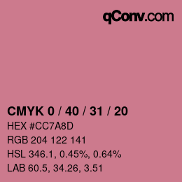 カラーコード: CMYK 0 / 40 / 31 / 20 | qconv.com