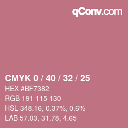 颜色代码: CMYK 0 / 40 / 32 / 25 | qconv.com