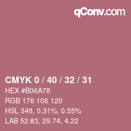 カラーコード: CMYK 0 / 40 / 32 / 31 | qconv.com