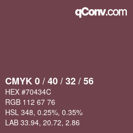 Farbcode: CMYK 0 / 40 / 32 / 56 | qconv.com