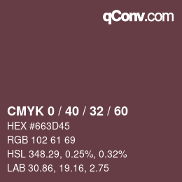 カラーコード: CMYK 0 / 40 / 32 / 60 | qconv.com