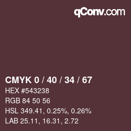 Color code: CMYK 0 / 40 / 34 / 67 | qconv.com