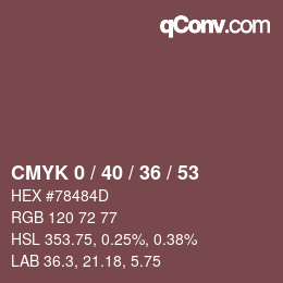 カラーコード: CMYK 0 / 40 / 36 / 53 | qconv.com