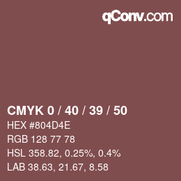 颜色代码: CMYK 0 / 40 / 39 / 50 | qconv.com