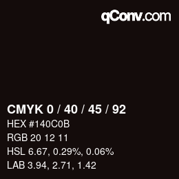 颜色代码: CMYK 0 / 40 / 45 / 92 | qconv.com