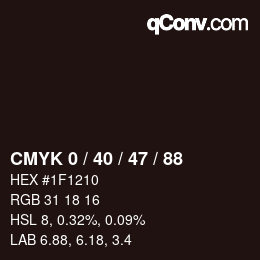 颜色代码: CMYK 0 / 40 / 47 / 88 | qconv.com