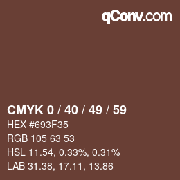 Código de color: CMYK 0 / 40 / 49 / 59 | qconv.com