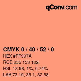 カラーコード: CMYK 0 / 40 / 52 / 0 | qconv.com