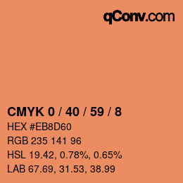 カラーコード: CMYK 0 / 40 / 59 / 8 | qconv.com