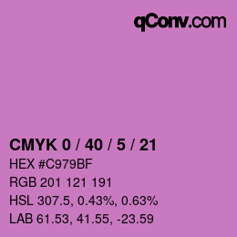 カラーコード: CMYK 0 / 40 / 5 / 21 | qconv.com