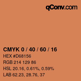 カラーコード: CMYK 0 / 40 / 60 / 16 | qconv.com