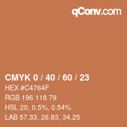 カラーコード: CMYK 0 / 40 / 60 / 23 | qconv.com