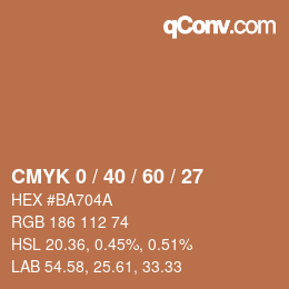カラーコード: CMYK 0 / 40 / 60 / 27 | qconv.com