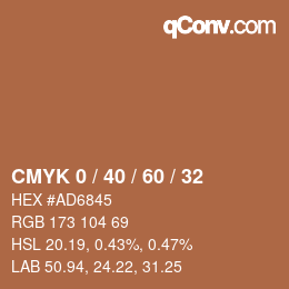 カラーコード: CMYK 0 / 40 / 60 / 32 | qconv.com