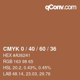 カラーコード: CMYK 0 / 40 / 60 / 36 | qconv.com