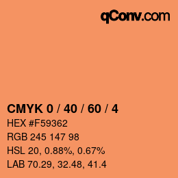 カラーコード: CMYK 0 / 40 / 60 / 4 | qconv.com