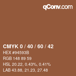 カラーコード: CMYK 0 / 40 / 60 / 42 | qconv.com