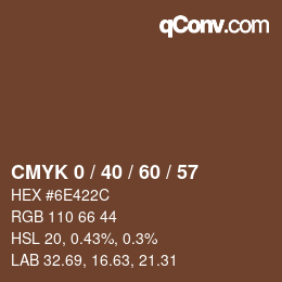 カラーコード: CMYK 0 / 40 / 60 / 57 | qconv.com