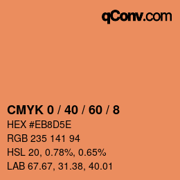 Farbcode: CMYK 0 / 40 / 60 / 8 | qconv.com