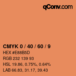 カラーコード: CMYK 0 / 40 / 60 / 9 | qconv.com
