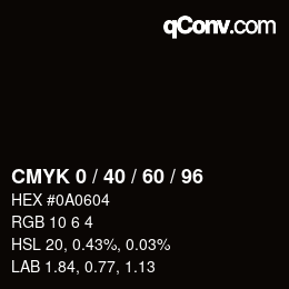 Color code: CMYK 0 / 40 / 60 / 96 | qconv.com