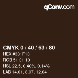 カラーコード: CMYK 0 / 40 / 63 / 80 | qconv.com