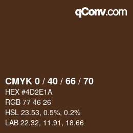 Farbcode: CMYK 0 / 40 / 66 / 70 | qconv.com