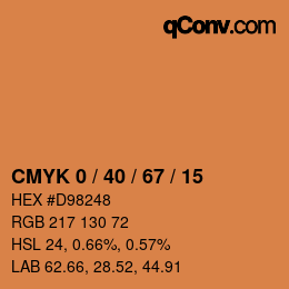 カラーコード: CMYK 0 / 40 / 67 / 15 | qconv.com