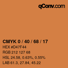 カラーコード: CMYK 0 / 40 / 68 / 17 | qconv.com
