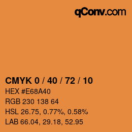 カラーコード: CMYK 0 / 40 / 72 / 10 | qconv.com