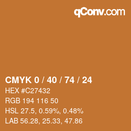 Color code: CMYK 0 / 40 / 74 / 24 | qconv.com