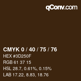 カラーコード: CMYK 0 / 40 / 75 / 76 | qconv.com