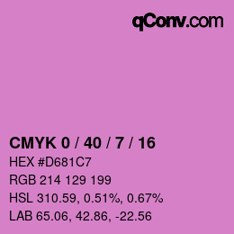 カラーコード: CMYK 0 / 40 / 7 / 16 | qconv.com