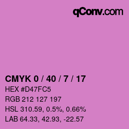 カラーコード: CMYK 0 / 40 / 7 / 17 | qconv.com